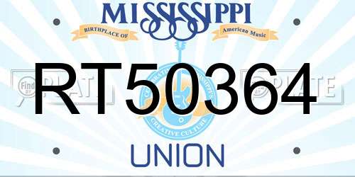 RT50364 Mississippi License Plate