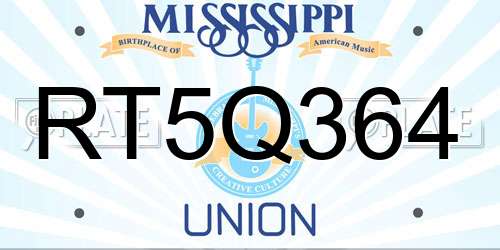 RT5Q364 Mississippi License Plate