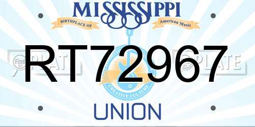 RT72967 Mississippi License Plate