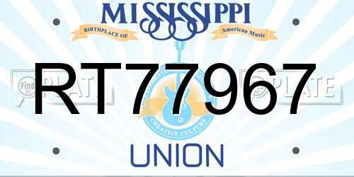 RT77967 Mississippi License Plate