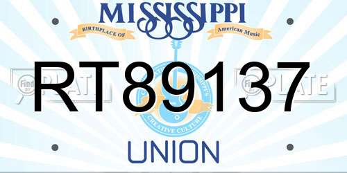 RT89137 Mississippi License Plate