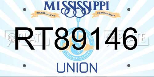 RT89146 Mississippi License Plate
