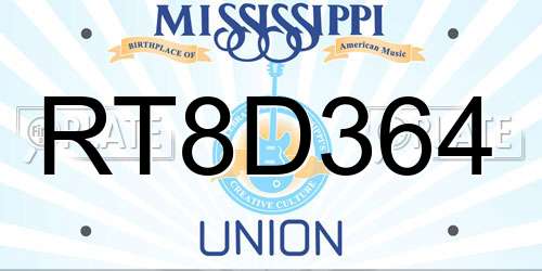 RT8D364 Mississippi License Plate