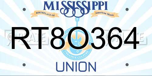 RT8O364 Mississippi License Plate