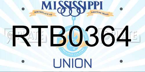 RTB0364 Mississippi License Plate