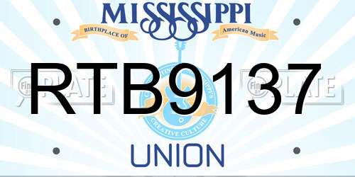 RTB9137 Mississippi License Plate