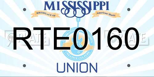 RTE0160 Mississippi License Plate