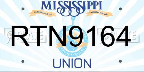 RTN9164 Mississippi License Plate