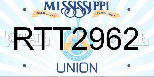 RTT2962 Mississippi License Plate