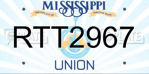 RTT2967 Mississippi License Plate