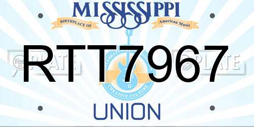 RTT7967 Mississippi License Plate