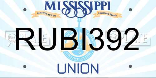 RUBI392 Mississippi License Plate