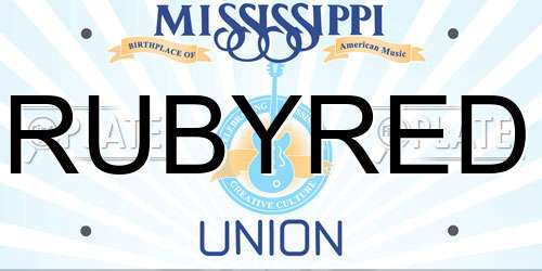 RUBYRED Mississippi License Plate