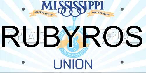 RUBYROS Mississippi License Plate