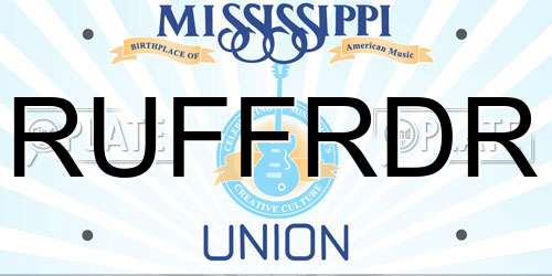 RUFFRDR Mississippi License Plate