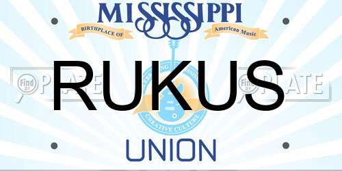 RUKUS Mississippi License Plate