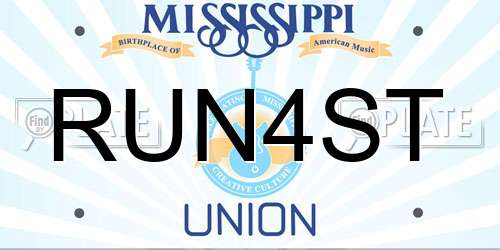 RUN4ST Mississippi License Plate