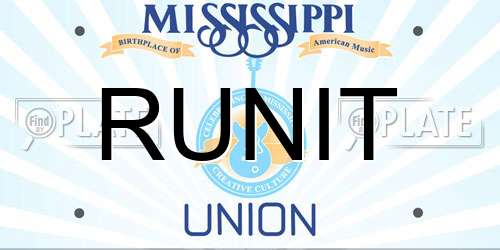 RUNIT Mississippi License Plate