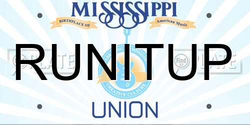 RUNITUP Mississippi License Plate