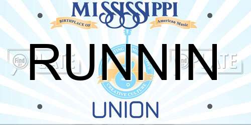 RUNNIN Mississippi License Plate