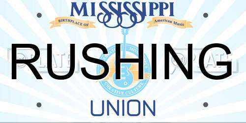RUSHING Mississippi License Plate