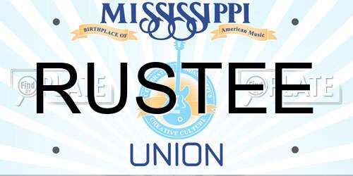 RUSTEE Mississippi License Plate