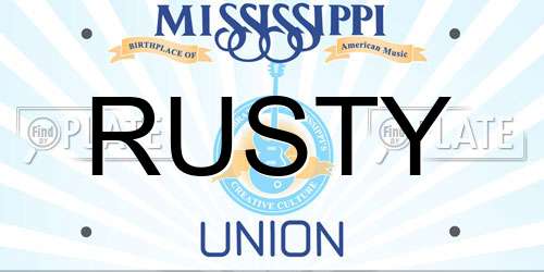 RUSTY Mississippi License Plate