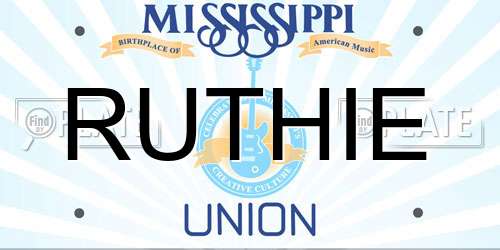 RUTHIE Mississippi License Plate