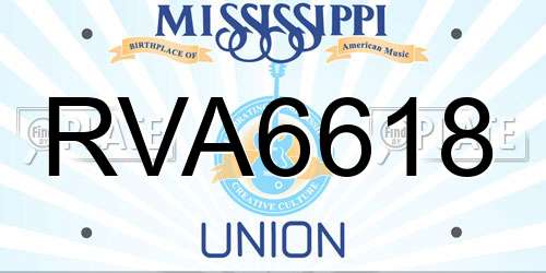 RVA6618 Mississippi License Plate