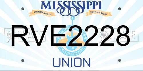 RVE2228 Mississippi License Plate