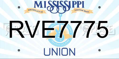RVE7775 Mississippi License Plate