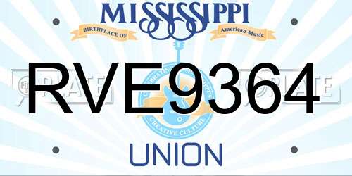 RVE9364 Mississippi License Plate