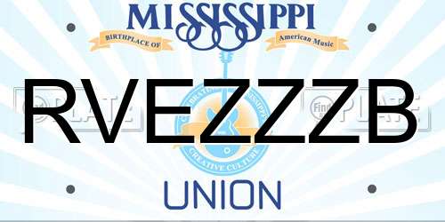 RVEZZZB Mississippi License Plate