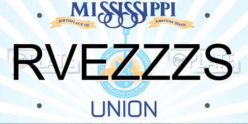 RVEZZZS Mississippi License Plate