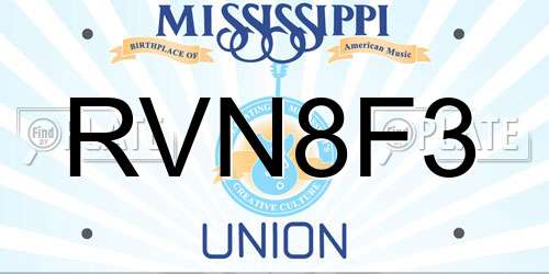 RVN8F3 Mississippi License Plate