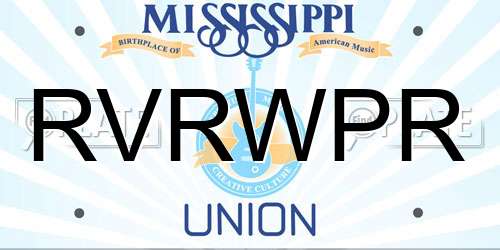 RVRWPR Mississippi License Plate