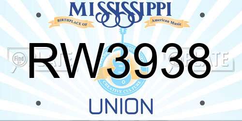 RW3938 Mississippi License Plate