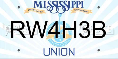 RW4H3B Mississippi License Plate