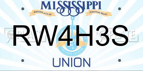 RW4H3S Mississippi License Plate