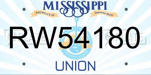 RW54180 Mississippi License Plate