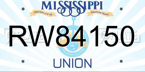 RW84150 Mississippi License Plate