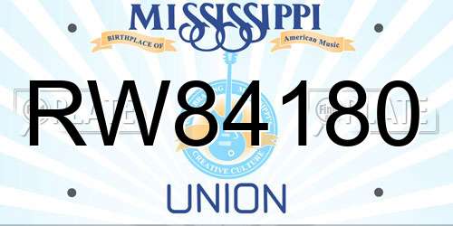RW84180 Mississippi License Plate
