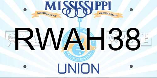 RWAH38 Mississippi License Plate
