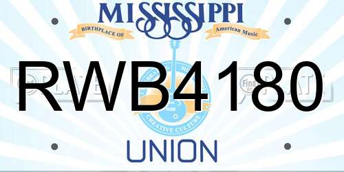 RWB4180 Mississippi License Plate