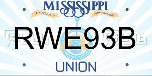 RWE93B Mississippi License Plate