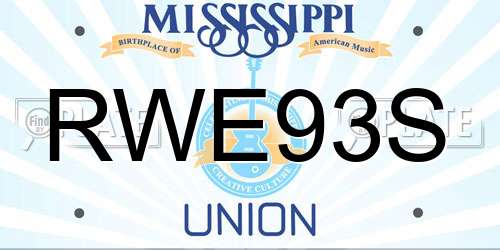 RWE93S Mississippi License Plate