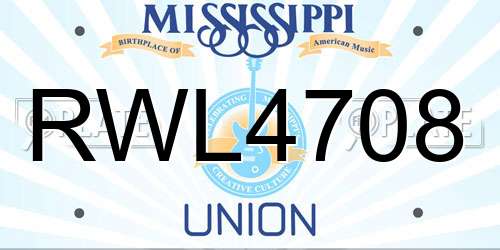 RWL4708 Mississippi License Plate