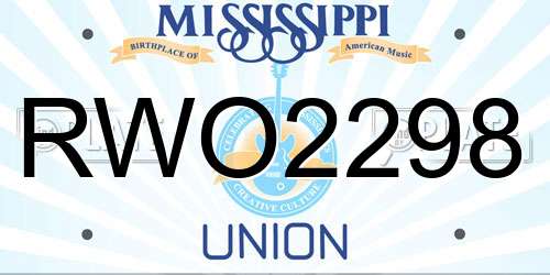 RWO2298 Mississippi License Plate