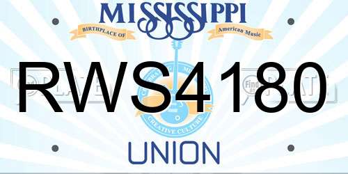 RWS4180 Mississippi License Plate