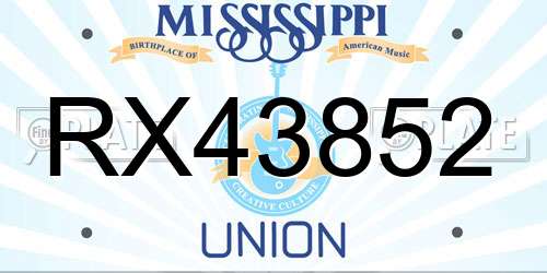 RX43852 Mississippi License Plate